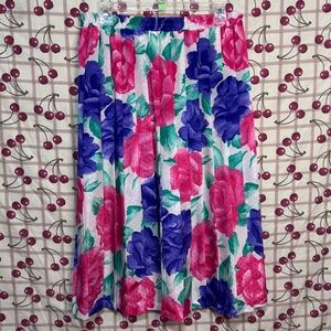 Vintage Work Habits Vibrant Floral A-Line Skirt in Pink and Purple